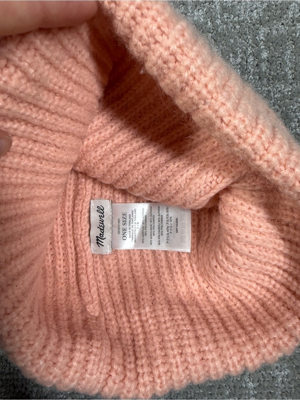 Madewell Ribbed Peachy Alpaca Blend Beanie Hat OS - Picture 4 of 5